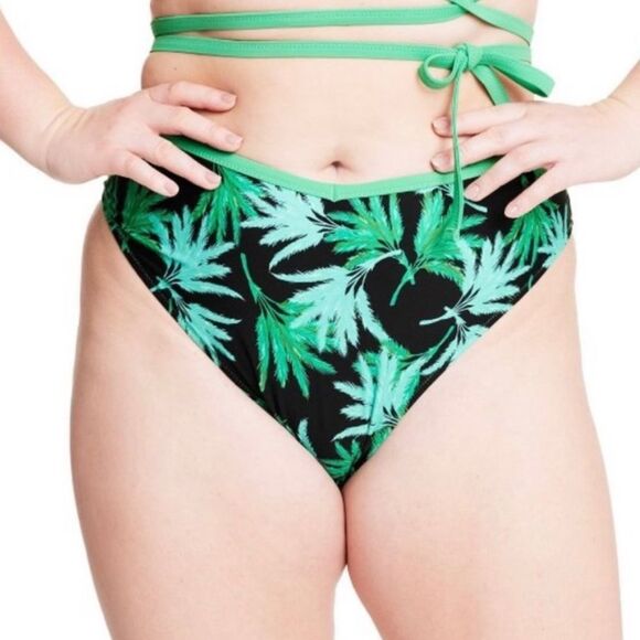 Fe Noel x Target High-Leg Cheeky Bikini Bottom 3X Palm Leaf Swimwear Pool Beach - Picture 1 of 8